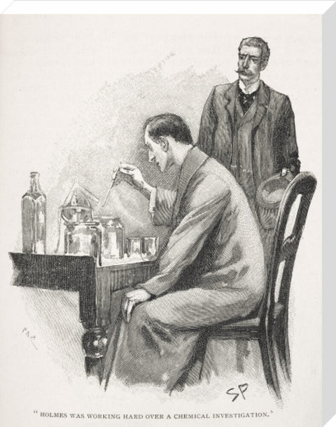 Holmes was working hard over a chemical investigation c.1895