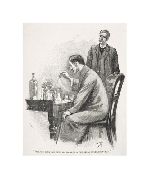 Holmes was working hard over a chemical investigation c.1895