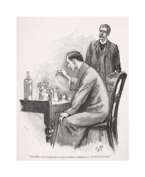 Holmes was working hard over a chemical investigation c.1895