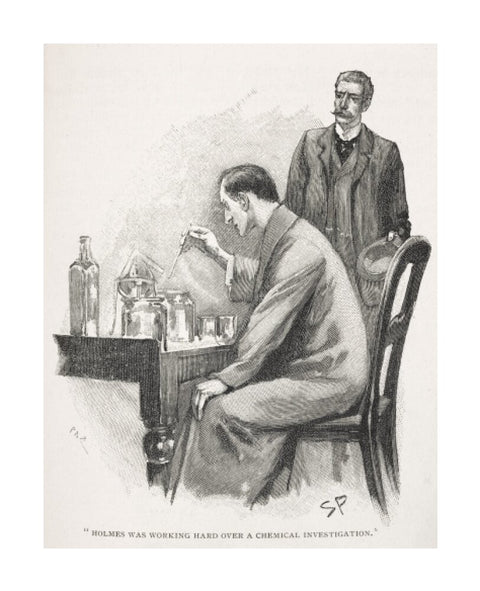 Holmes was working hard over a chemical investigation c.1895