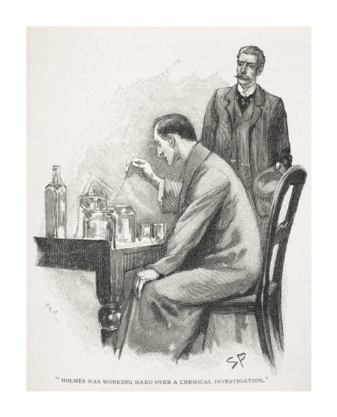 Holmes was working hard over a chemical investigation c.1895