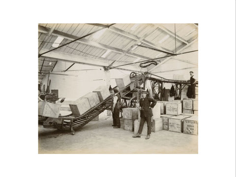 Tea on a conveyor system Tilbury Docks c. 1920