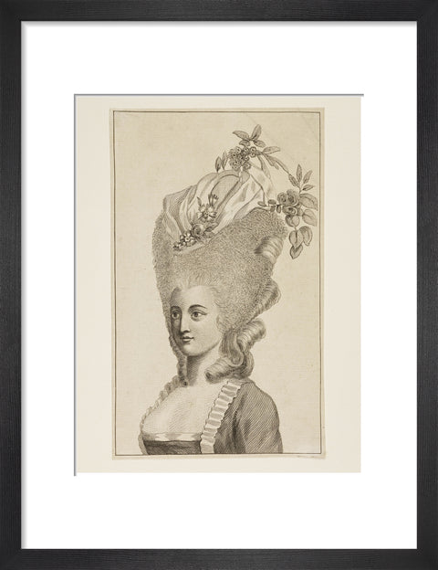 Print of a woman's head and shoulders 1782