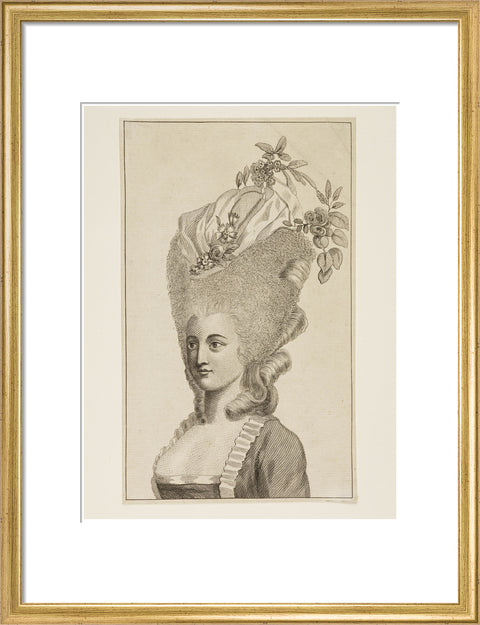Print of a woman's head and shoulders 1782