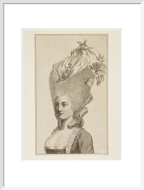 Print of a woman's head and shoulders 1782