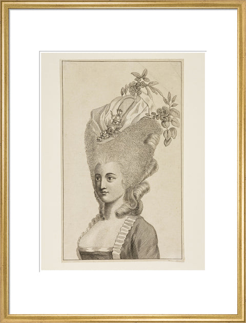 Print of a woman's head and shoulders 1782