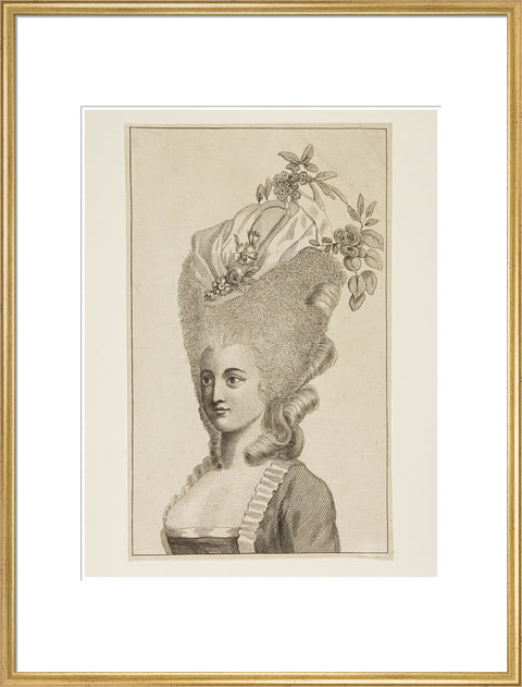 Print of a woman's head and shoulders 1782