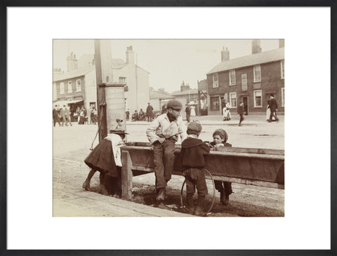 Children Children playing at a water trough in Barnet High Street c.1900