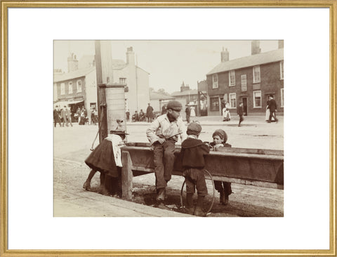 Children Children playing at a water trough in Barnet High Street c.1900