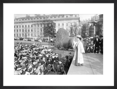 Emmeline Pankhurst addressing crowds at Trafalgar Square 1908