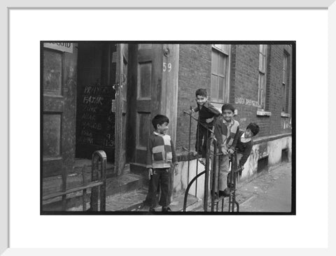 Children at the door of the Brick Lane Jamme Masjid Mosque 1976