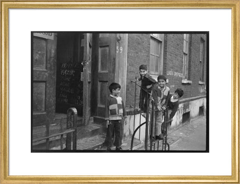 Children at the door of the Brick Lane Jamme Masjid Mosque 1976