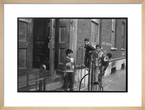 Children at the door of the Brick Lane Jamme Masjid Mosque 1976