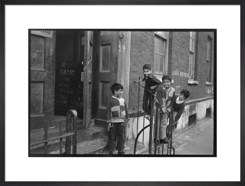 Children at the door of the Brick Lane Jamme Masjid Mosque 1976