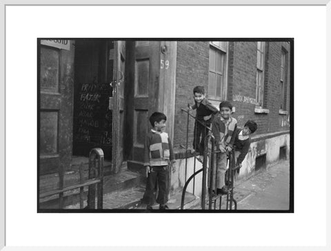 Children at the door of the Brick Lane Jamme Masjid Mosque 1976