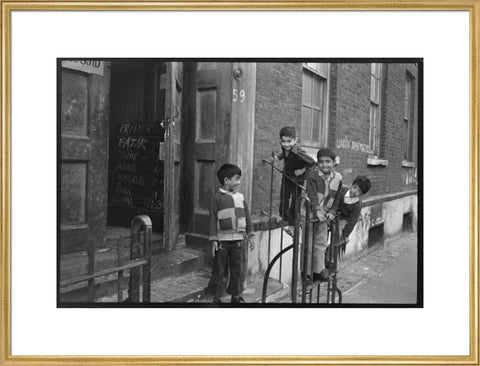 Children at the door of the Brick Lane Jamme Masjid Mosque 1976