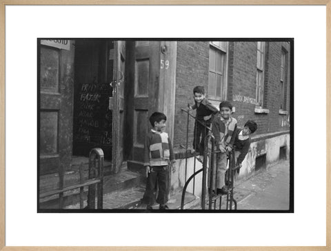 Children at the door of the Brick Lane Jamme Masjid Mosque 1976