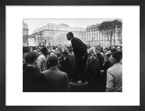 A man addressing a crowd at Speaker's Corner 1961