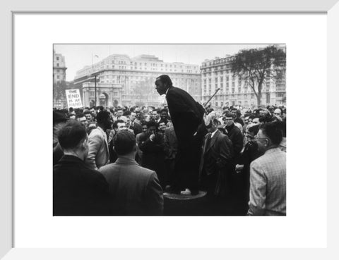 A man addressing a crowd at Speaker's Corner 1961