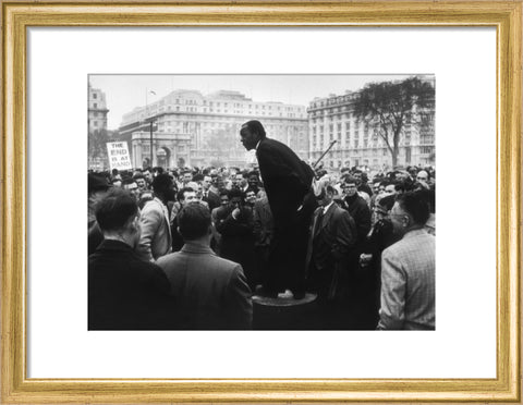 A man addressing a crowd at Speaker's Corner 1961