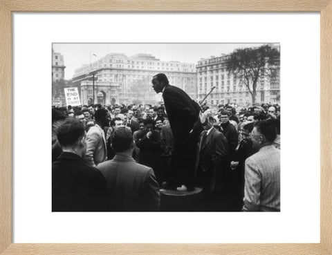 A man addressing a crowd at Speaker's Corner 1961