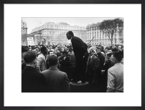 A man addressing a crowd at Speaker's Corner 1961