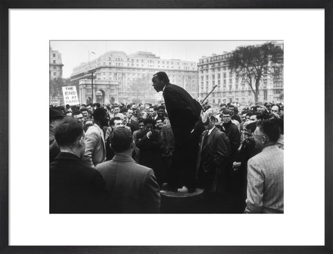 A man addressing a crowd at Speaker's Corner 1961