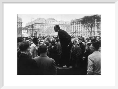 A man addressing a crowd at Speaker's Corner 1961