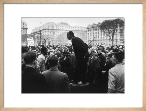 A man addressing a crowd at Speaker's Corner 1961