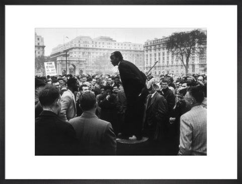 A man addressing a crowd at Speaker's Corner 1961