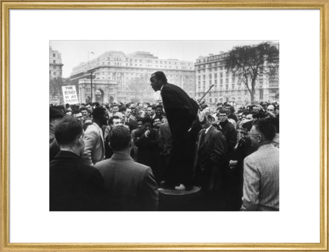 A man addressing a crowd at Speaker's Corner 1961