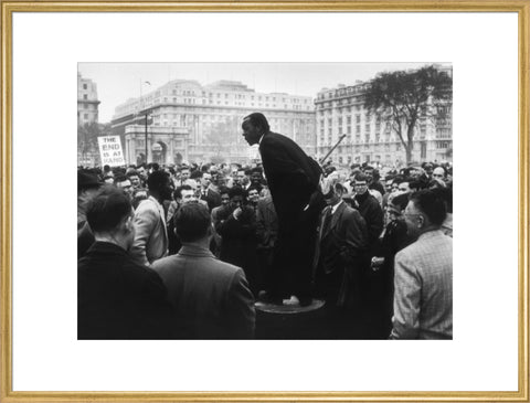 A man addressing a crowd at Speaker's Corner 1961