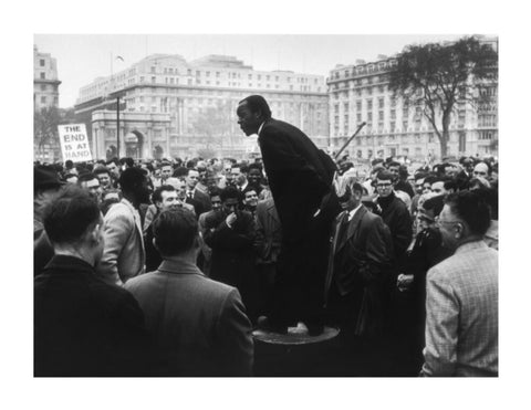 A man addressing a crowd at Speaker's Corner 1961