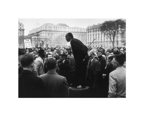 A man addressing a crowd at Speaker's Corner 1961