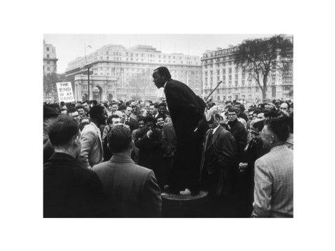 A man addressing a crowd at Speaker's Corner 1961