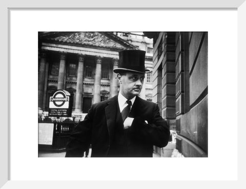 Gentleman in top hat and overcoat at Bank 1961
