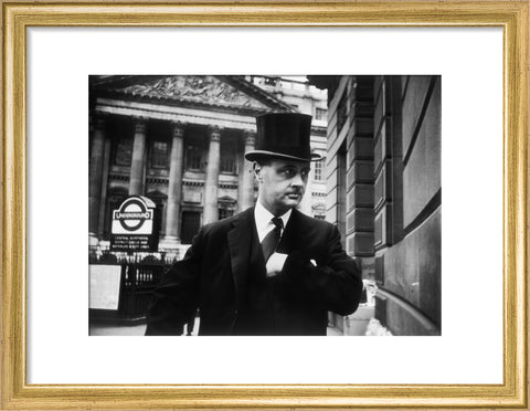 Gentleman in top hat and overcoat at Bank 1961