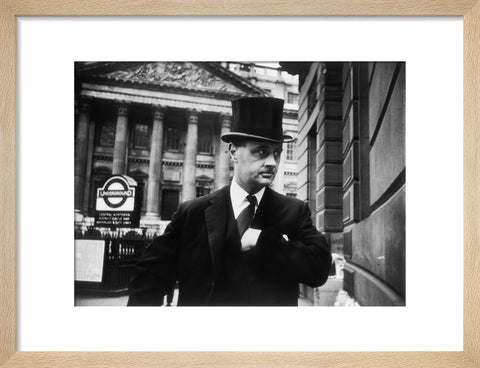 Gentleman in top hat and overcoat at Bank 1961