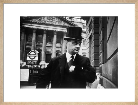 Gentleman in top hat and overcoat at Bank 1961