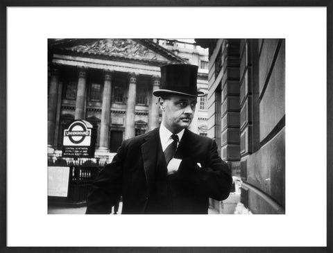 Gentleman in top hat and overcoat at Bank 1961