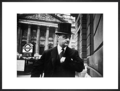Gentleman in top hat and overcoat at Bank 1961