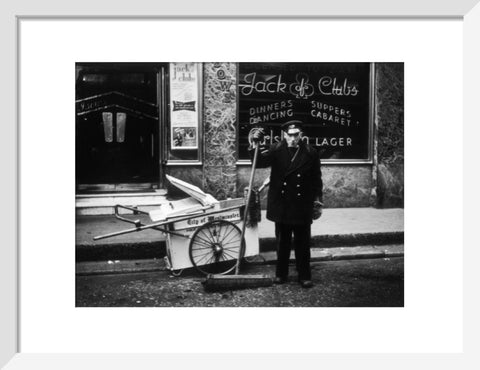 A street cleaner outside the Jack of Clubs nightclub 1961