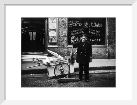 A street cleaner outside the Jack of Clubs nightclub 1961