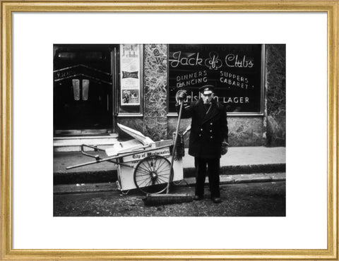 A street cleaner outside the Jack of Clubs nightclub 1961