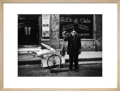 A street cleaner outside the Jack of Clubs nightclub 1961