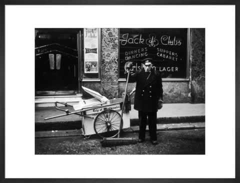 A street cleaner outside the Jack of Clubs nightclub 1961