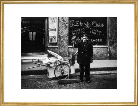 A street cleaner outside the Jack of Clubs nightclub 1961