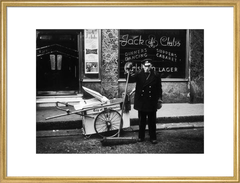 A street cleaner outside the Jack of Clubs nightclub 1961