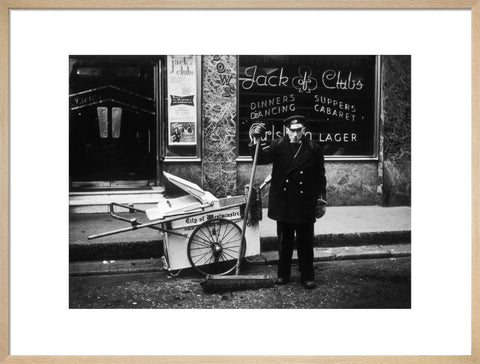 A street cleaner outside the Jack of Clubs nightclub 1961