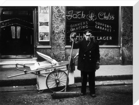 A street cleaner outside the Jack of Clubs nightclub 1961